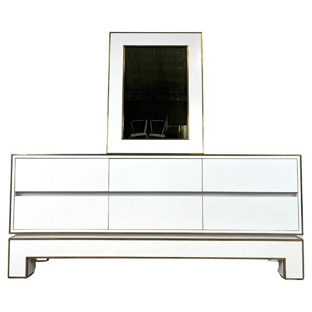 White Lacquered Credenza with Mirror from Alain Delon, 1970s, Set of 2 For Sale - Image 12 of 12