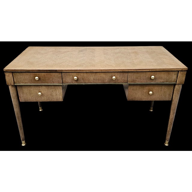 Mid-Century Modern Mid-Century Modern Parquetry Top Writing Desk For Sale - Image 3 of 9