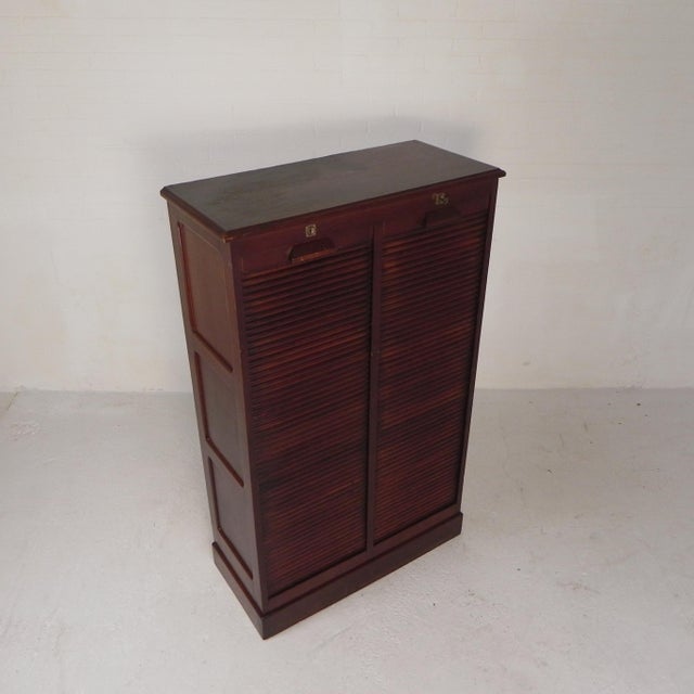 Oak Roller Shutter Cabinet, 1920s For Sale - Image 3 of 18