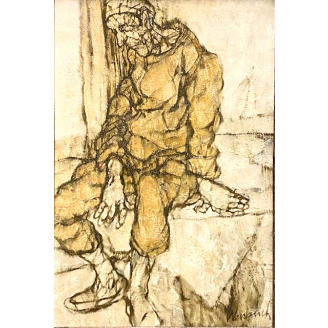 WEISBUCH, Claude. Oil on Canvas Framed size: 39” H x 28” W Canvas, without frame: 32” high x 21 ¼” wide. Carved wooden...