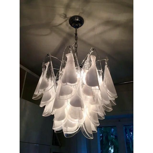 Vintage White Murano Glass Chandelier For Sale - Image 4 of 5