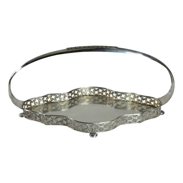 Vintage Italian Art Deco Metal Silverplate Tray by Arrigo Finzi, 1940s For Sale