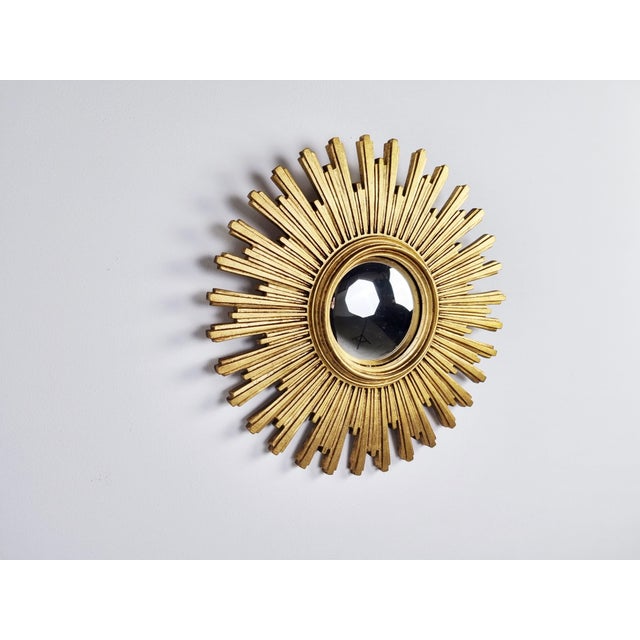 Gold Vintage Golden Sunburst Mirror, 1960s For Sale - Image 8 of 9