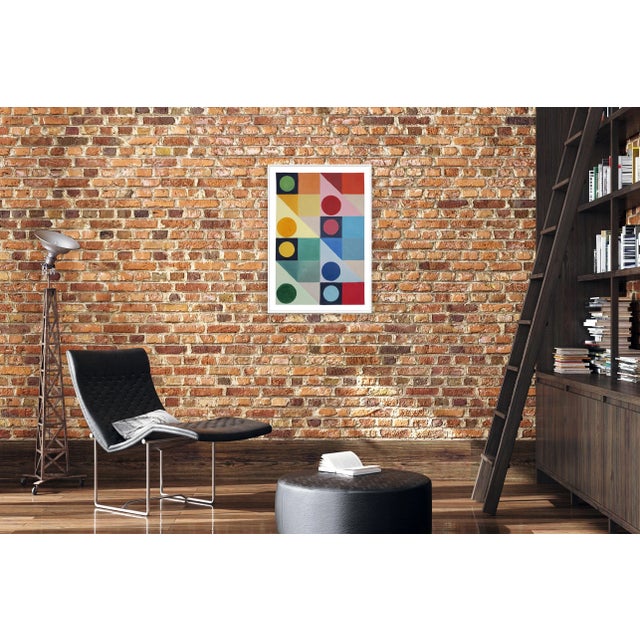 2020s 2023 "Primary Tones Geometric Rainbow" Contemporary Abstract Acrylic Painting on Watercolor Paper by Natalia Roman For Sale - Image 5 of 8