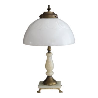 1920s Petite Neoclassic Alabaster Lamp For Sale