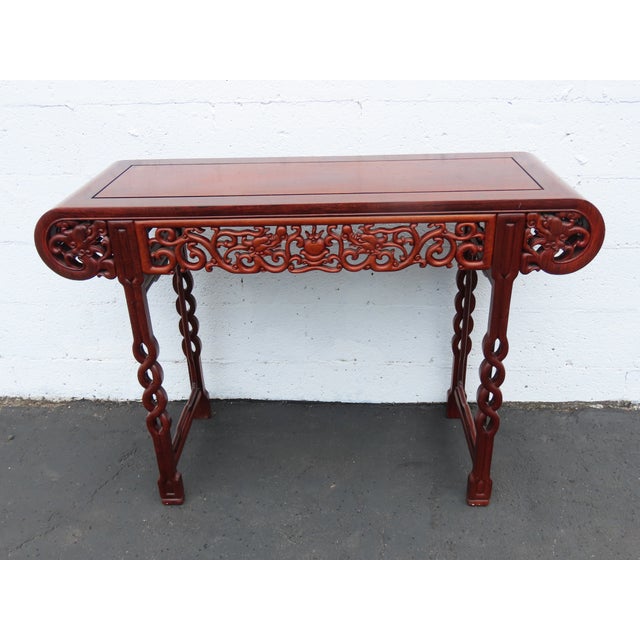 Chinese High Relief Solid Wood Altar Console Entry Table With Dragons Motif 6560 For Sale - Image 15 of 18
