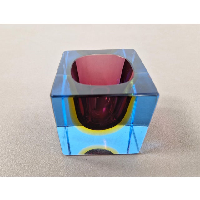 Glass Murano Sommerso Glass Cube by Flavio Poli, 1960s For Sale - Image 7 of 12
