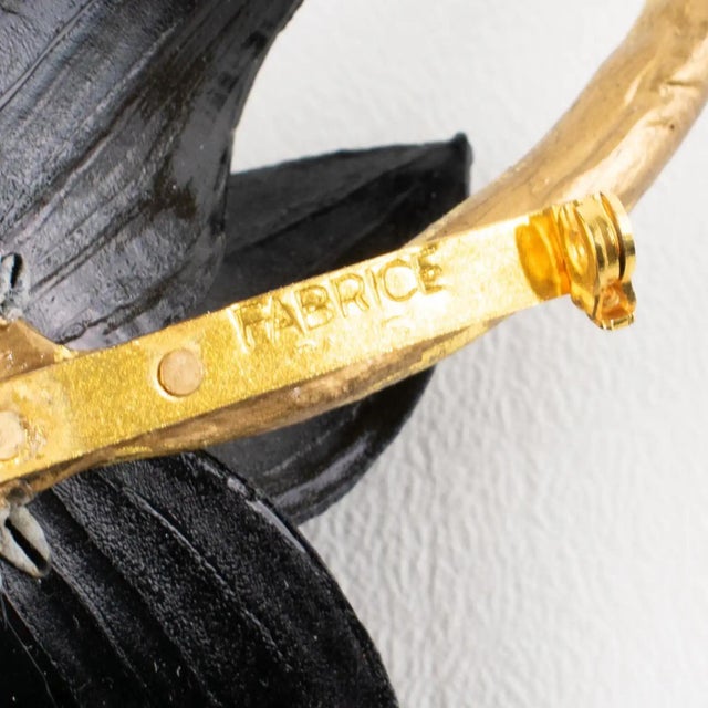 Black Fabrice Paris Giant Black Dahlia Resin Flower Brooch For Sale - Image 8 of 10