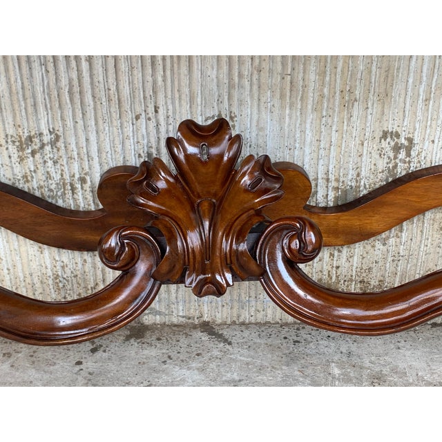1900s French Regency Carved Walnut Console Table With White Marble Top For Sale - Image 11 of 13