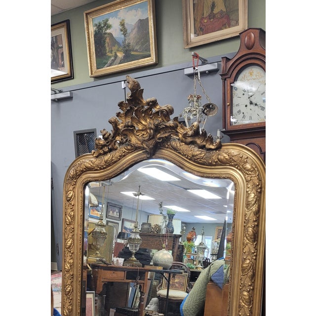 Victorian Antique 19th Century Gilt French Mantel Mirror For Sale - Image 3 of 13