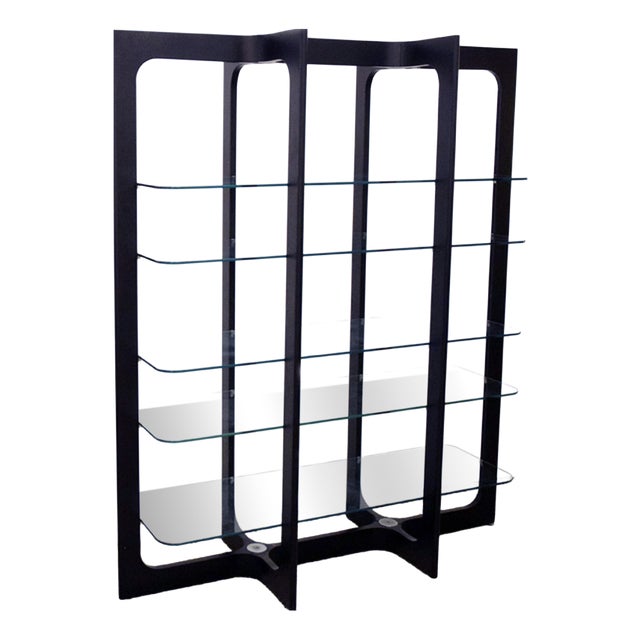 Wood and Glass Bookcase from Bernini, 1970s For Sale