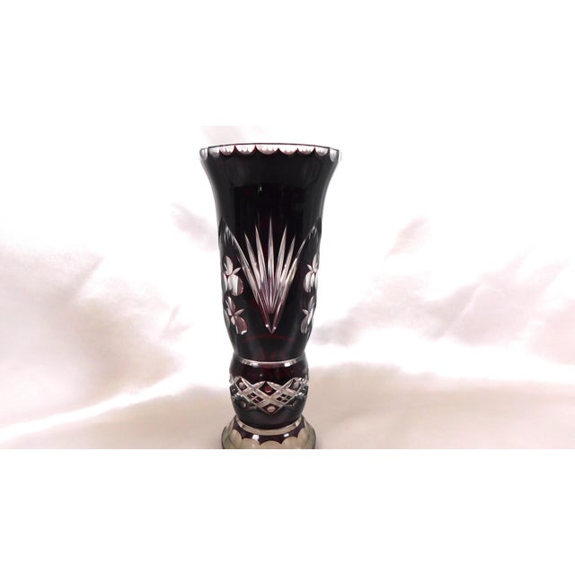 1920s 1920s Red Cut to Clear Glass Vase For Sale - Image 5 of 5