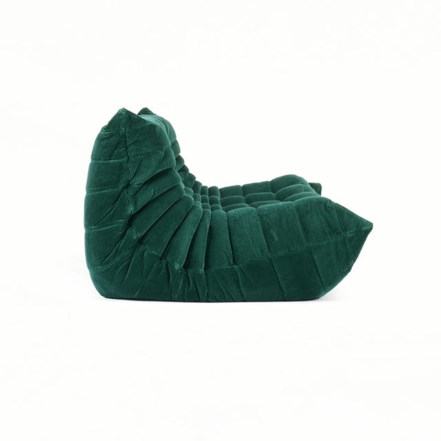 Mid-Century Modern Ligne Roset Togo 3-Seater Sofa in Emerald Corduroy - Original Vintage, Restored For Sale - Image 3 of 11