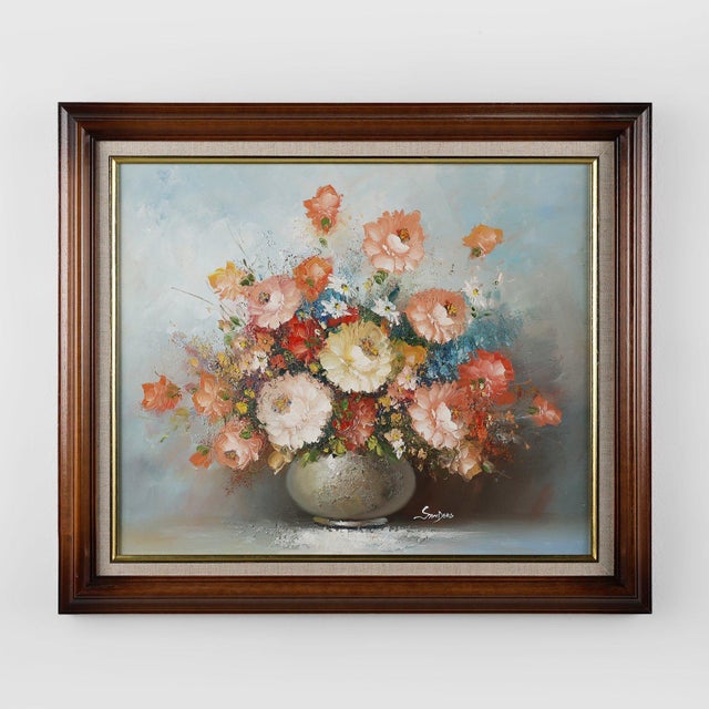 Edmond Sanders, Vase with Flowers, 1950s, Oil on Canvas, Framed For Sale - Image 11 of 11