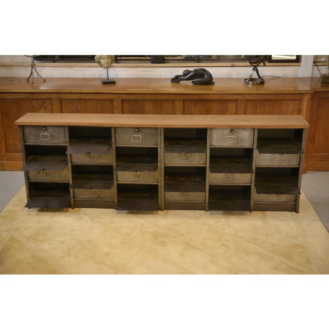 Six-Column Filing Cabinet with Oak Top by Strafor, 1950s, in Very Good conditions. Designed 1950 to 1959 I have official...