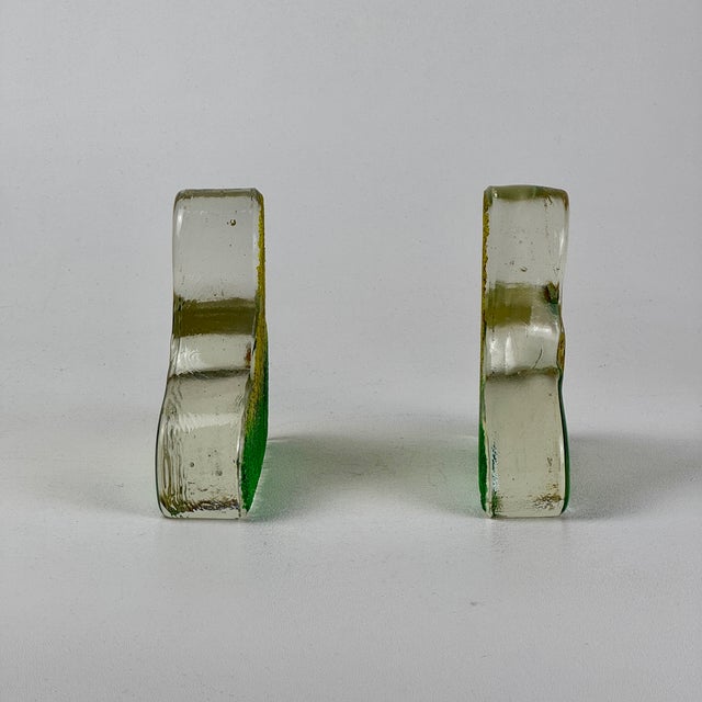 Glass Vintage Pair of Whimsical Art Glass Fish Aquarium Sculptural Bookends For Sale - Image 7 of 9