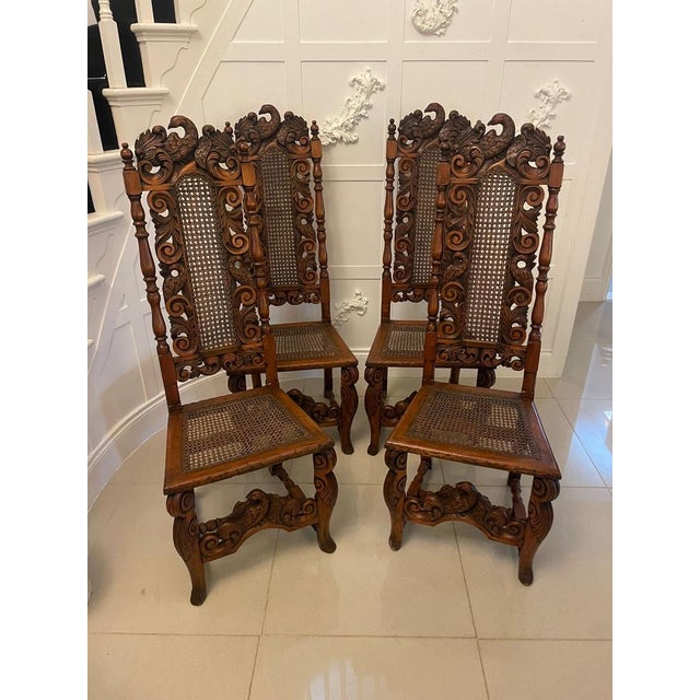 Victorian Carved Walnut Dining Chairs, 1860s, Set of 4 For Sale - Image 6 of 14