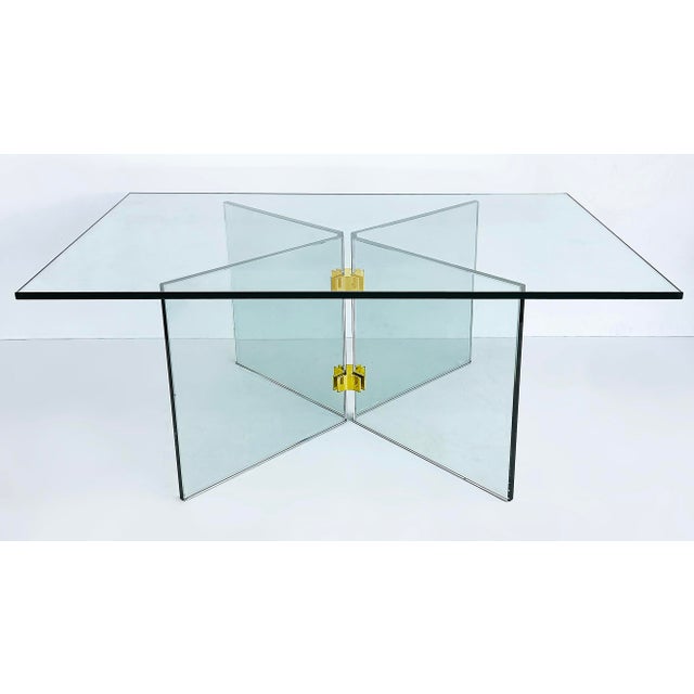 Pace Glass and Brass Mid-Century Coffee/Cocktail Table, Pace Attributed For Sale - Image 4 of 6