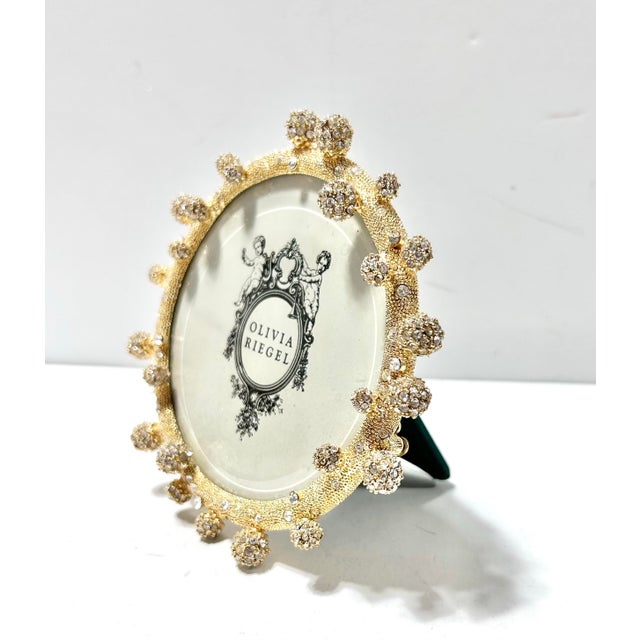 Gold 1990s Olivia Riegel Gilt Metal Jeweled Picture Frame – Crystal Embellished Hollywood Regency Style For Sale - Image 8 of 9
