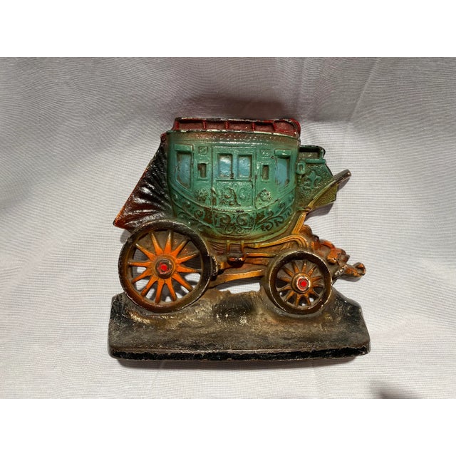1930s Metal Western Stagecoach Door Stop With Original Paint- Made in Usa -1930 For Sale - Image 9 of 11