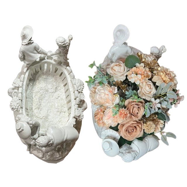 Antique White Porcelain Picket Fence Centerpiece With Courting Couple and Children Royal Worcester 1890 For Sale - Image 13 of 18