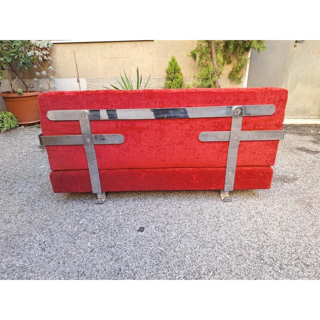 Fasce Cromate Sofa in Red Fabric by Luigi Caccia Dominioni for Azucena, 1960s For Sale - Image 17 of 18