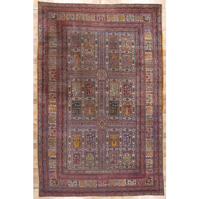 Antique Persian Four Seasons Garden Kerman Rug - 11'04 X 17'05 For Sale - Image 9 of 9