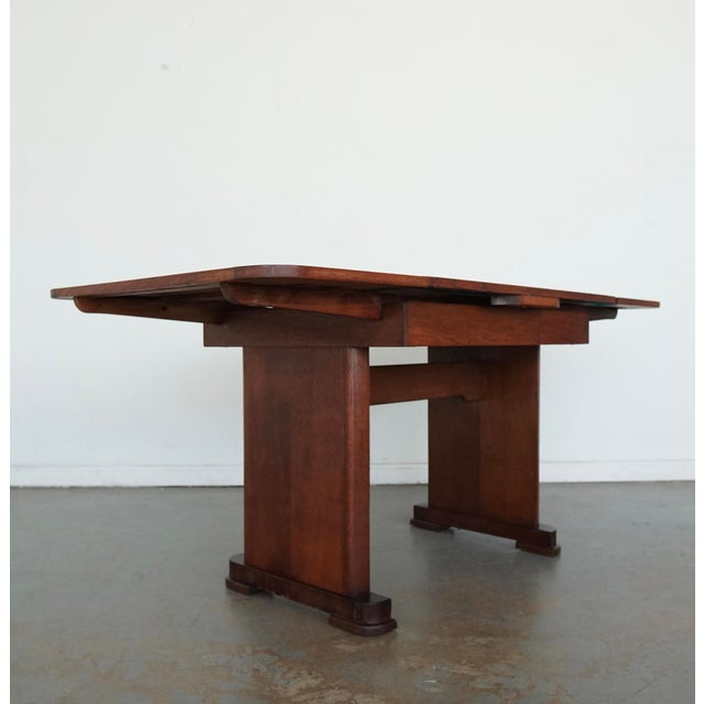 Antique Tiger Oak Draw-Leaf Dining Table For Sale - Image 10 of 14