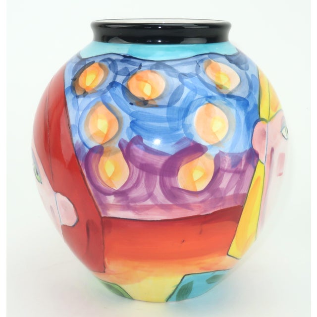 Contemporary Denise Ford Portrait Decorated Ceramic Faces Vase for Ganz, c.1990 For Sale - Image 3 of 13