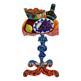 Amanda Watt, Pop Art Painting Carved Wall Sculpture Amanda Watt Breakfast Table Vibrant Color, c.1996 For Sale