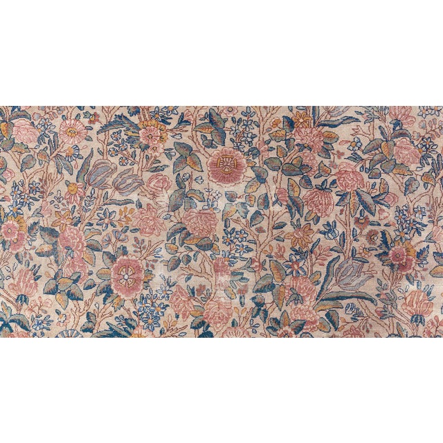 19th Century Persian Kirman Floral Handwoven Wool Rug For Sale In New York - Image 6 of 9