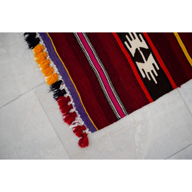 1990s Hand Made Short Narrow Runner Rug Turkish Kilim Hallway Rug - 1′10″ × 9′10″ For Sale - Image 10 of 14