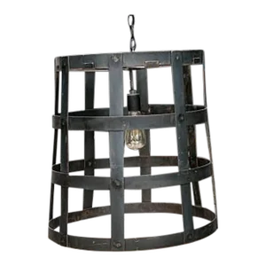 Vintage Basket Form Iron Ceiling Mounted Light Fixture
