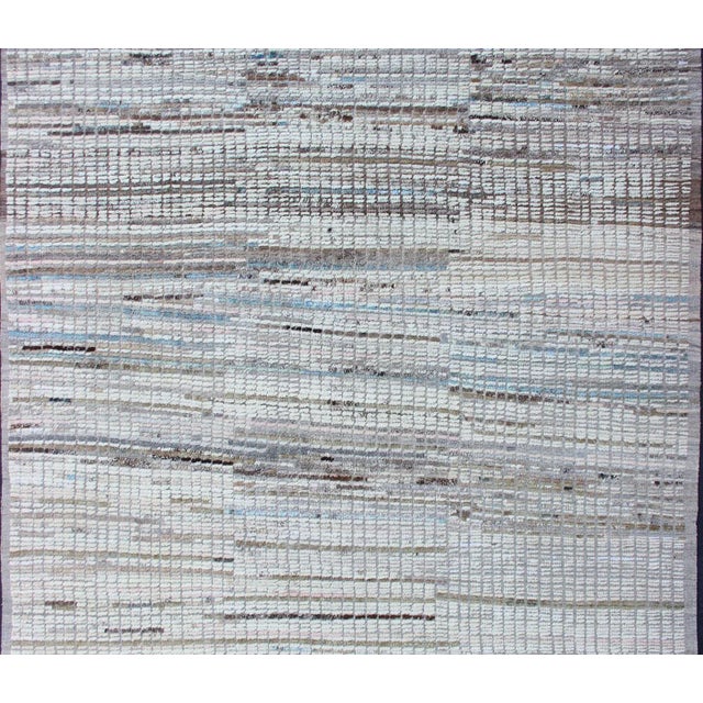 Moroccan Tribal Rug in Ivory and Soft Blue by Keivan Woven Arts 8'8 X 11'7 For Sale - Image 4 of 15