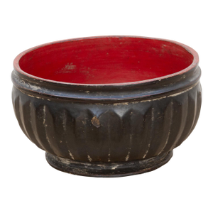 Antique Black & Red Sculptural Burmese Vessel