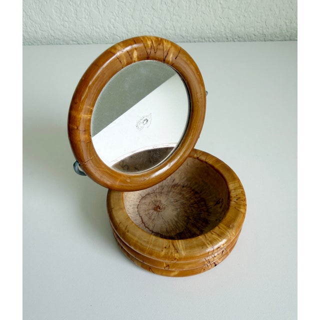 Brown 1940s Handmade Shaving Mirror, Finland For Sale - Image 8 of 9