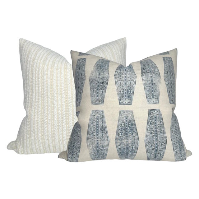 Modern Inlay Pillow Cover in Lake Natural, 20x20 Pillow For Sale - Image 3 of 3