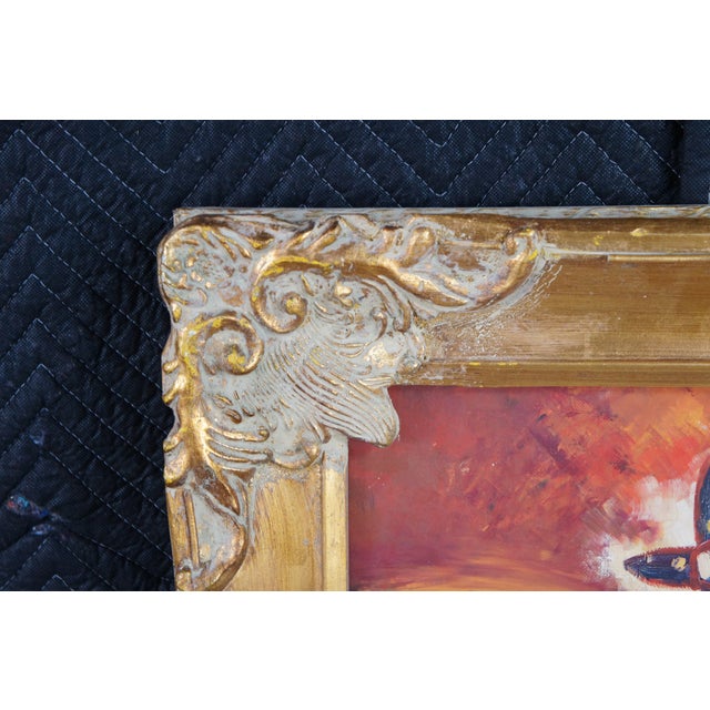 Orange Mid 20th Century Flask Glass Jug Post Impressionist Still Life Oil Painting After Paul Cezanne For Sale - Image 8 of 10