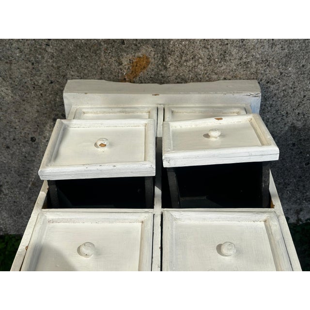 Small Antique Workshop Cabinet with 8 Drawers in Painted Wood, 1950s For Sale - Image 13 of 18