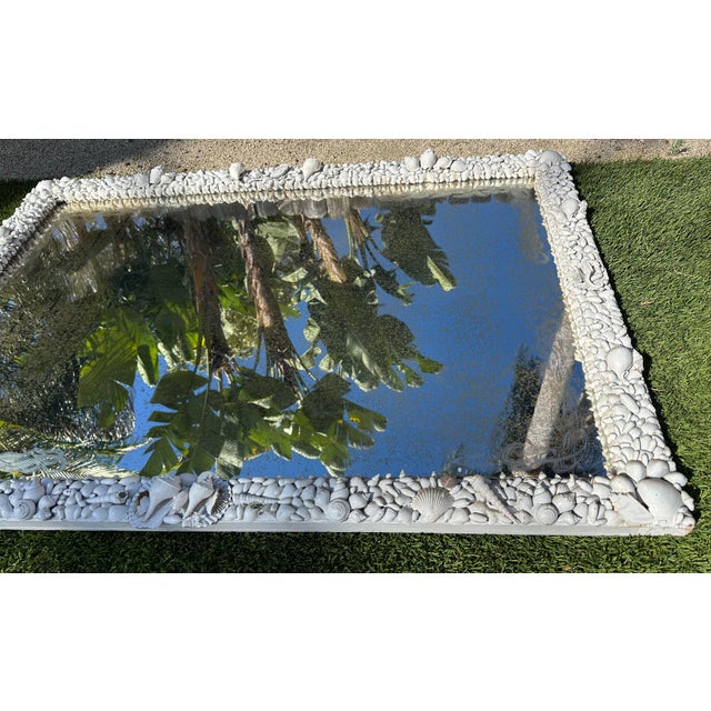 Vintage Coastal Shell-Encrusted Mirror With Antiqued Glass For Sale - Image 4 of 13