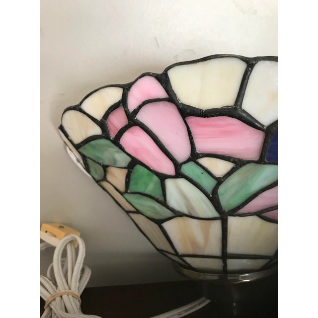 Traditional Vintage Floral Multicolor Stained Glass Wall Sconce For Sale - Image 3 of 11