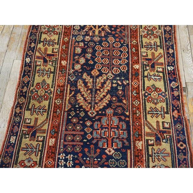 Splendid Blue Color With Intricate Geometric and Floral Patterns Antique N W Persian Runner Rug For Sale In New York - Image 6 of 12