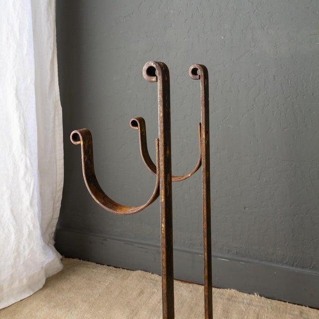 Large Hammered Steel Firewood and Kindling Rack With Rustic Patina For Sale - Image 13 of 16