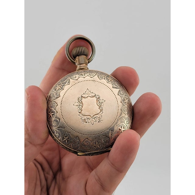 1890s The Plan Gold Plated Swiss Pocket Watch by David Perret W Glass Dome. For Sale - Image 13 of 13