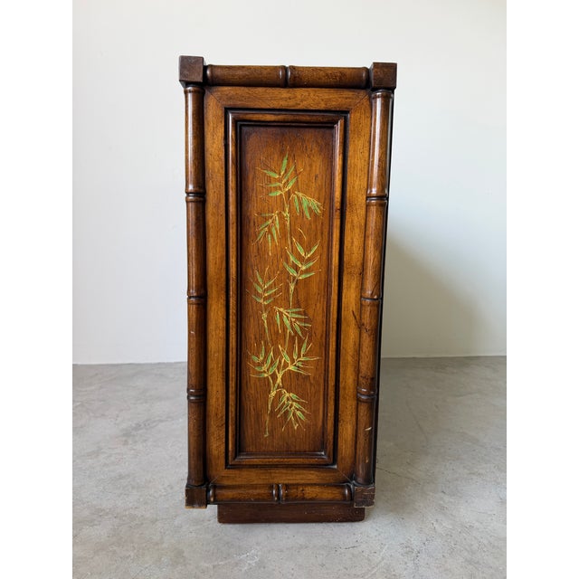 Brandt Embassy Collection Faux Bamboo Console Cabinet With Hand-Painted Bamboo Motifs For Sale - Image 9 of 12