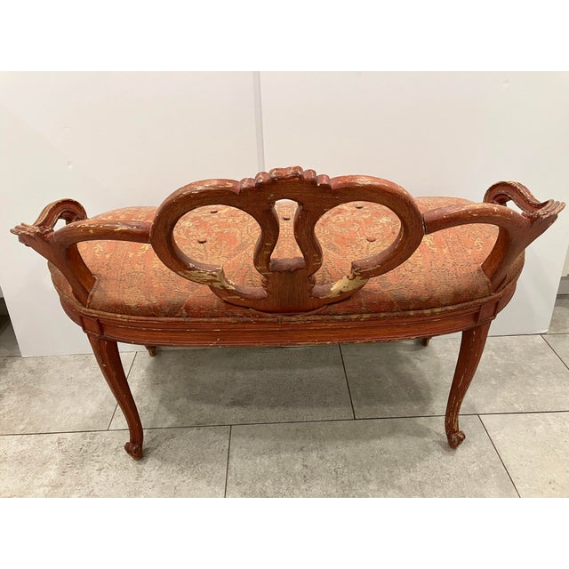 Brick Red 19th Century Venetian Bench For Sale - Image 8 of 10