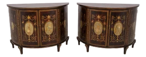 Pair Decorative Crafts Adams Paint Decorated Commodes