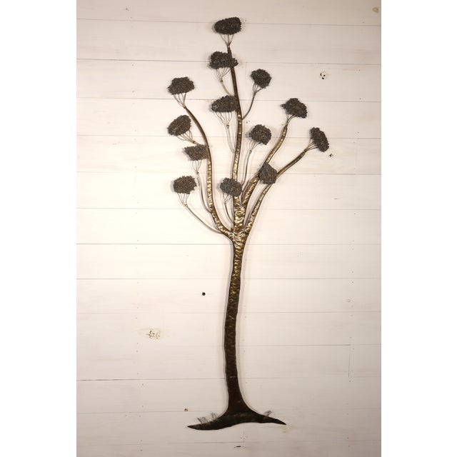 Vintage Brutalist Large Brass Set of 3 Tree Wall Hanging Sculpture Jacqui of California Gold Mid Century Modern Retro 50's 60's For Sale - Image 11 of 14