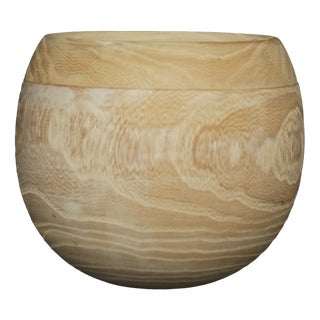 Lidded Vessel in Turned Elm Wood by Maria Van Kesteren, 1970s For Sale