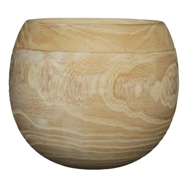 Lidded Vessel in Turned Elm Wood by Maria Van Kesteren, 1970s For Sale